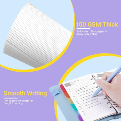 Antner A6 Daily Planner Refill Paper 6 Hole Planner Inserts for A6 6-Ring Refillable Binder, 135 Sheets/270 Pages Undated Day Loose Leaf Filler Paper with 12 PCS Binder Dividers for Daily Schedule - color: Daily Plan Paper