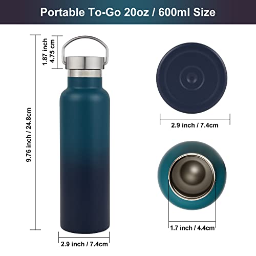 Neihepal Gradient Stainless Steel Water Bottles,20 Ounce Vacuum Insulated Double Wall Travel Bottle with Leak Proof Lid of Handle,Metal Reusable Standard Mouth Flask Thermoses for School,Hikers,Gift - color: Dark Night