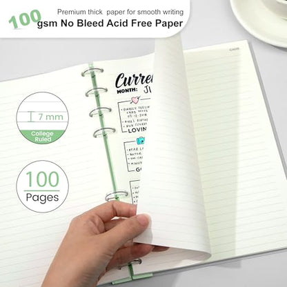 CAGIE 5 Subject Notebook & Discbound Notebook - 2 Pack, College Ruled A5 Notebook for School,Work