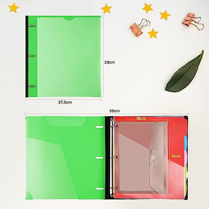WOT I Telescoping Project Organizer 2-Pack, Refillable Binder with Dividers and Pockets, 13 Pocket Folders, 1 Inch 3 Ring Binder, Green - color: Green, size: 2 Pack