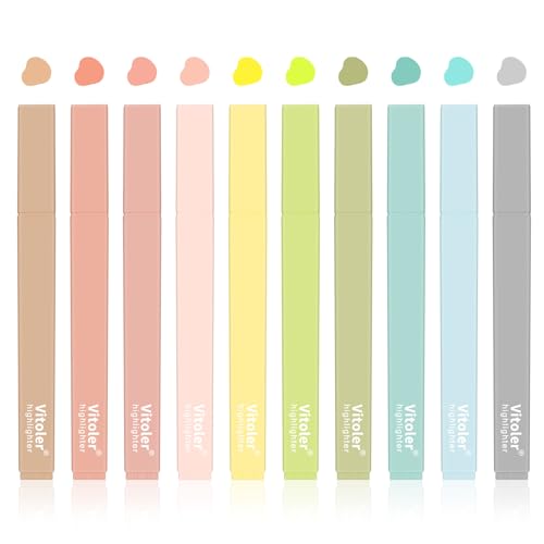 Vitoler Bible Highlighters,Aesthetic No Bleed Dry Fast,Chisel Tip,10Pcs | Assorted Color,Cute Pastel,high quality for bible study,books,journal,writing,school office - color: Pastel Colours, size: 10