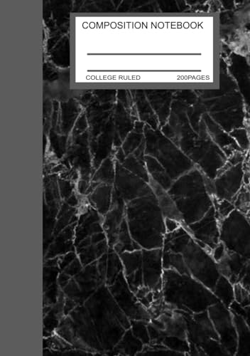 Composition Notebook: Black Marble Hard Cover. 200pages.