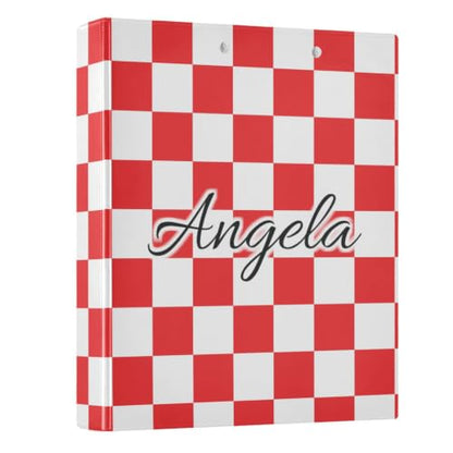 Custom 3 Ring Binder 1.5 Inch Round Rings Red Checkered Personalized Name Binders Organizer Fashion View Binder with 2 Pockets for School Office Supplies - color: Multi07
