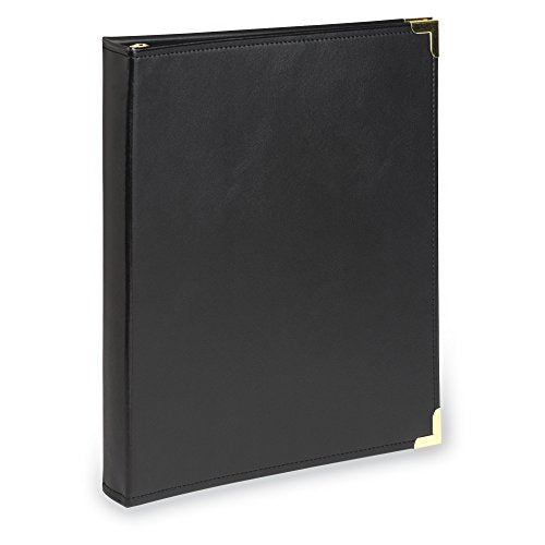 Samsill Classic Collection Leather 3 Ring Binder, Executive Presentation Portfolio, 0.5 Inch (Holds 100 Sheets), Brass Round Ring, Black - color: Black, size: 0.5 Inch, style: Classic