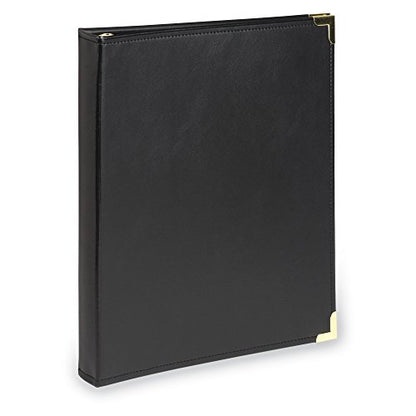 Samsill Classic Collection Leather 3 Ring Binder, Executive Presentation Portfolio, 0.5 Inch (Holds 100 Sheets), Brass Round Ring, Black - color: Black, size: 0.5 Inch, style: Classic