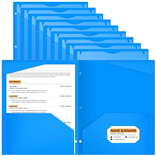 Henoyso 36 Pcs Blue Plastic Folders with 2 Pockets and Clear Front Pocket 3 Holes Bulk Heavy Duty Letter Size Folders for Back to School, Office & Home, Classroom Organization - color: Blue