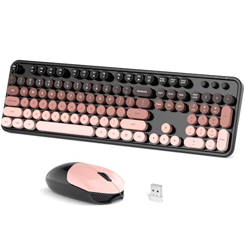 Dilter Wireless Keyboard and Mouse, Typewriter Full Size Keyboard with Number Pad and 2 in 1 USB Connected Mouse for Windows 7/8/10/11, Laptop, Desktop, PC, Computer - color: Black Gradient