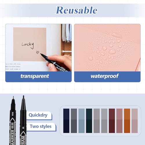 Jutom 39 Pcs Aesthetic Book Annotation Kit Highlighter with Case Bag Gel Pen Transparent Sticky Note Taking Bible Supplies(Black,Cute Style) - color: Black, style: Cute Style