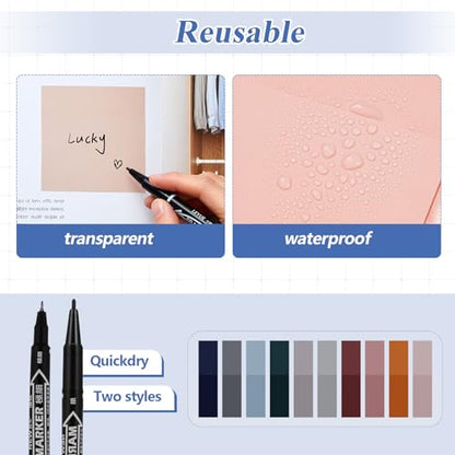 Jutom 39 Pcs Aesthetic Book Annotation Kit Highlighter with Case Bag Gel Pen Transparent Sticky Note Taking Bible Supplies(Black,Cute Style) - color: Black, style: Cute Style