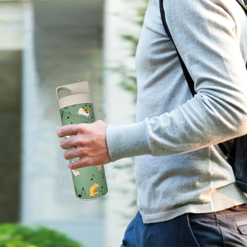 Cute Cat Loves 20oz Tumbler with Straw and Lid Gift for Boys Girls Water Bottle Travel Kettle Cup for Car Cold and Hot Stainless Steel Double Wall Insulated Student Mug (green) - color: Green
