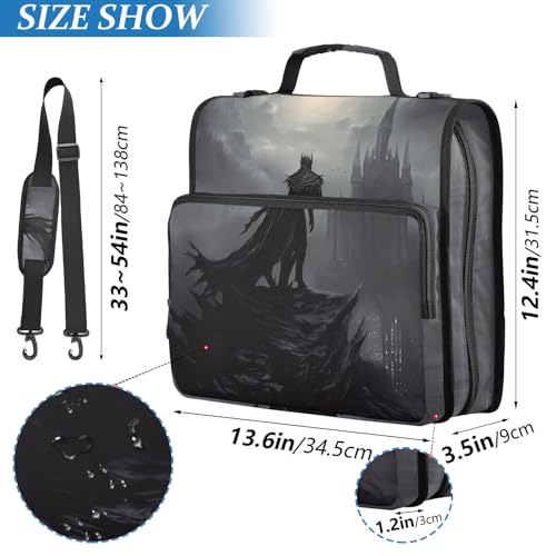 3 Ring Zipper Binder with Shoulder Strap Death 3 Handle 1.5 inch Portfolio File Organizer Bag School Office 500 Sheets Capacity