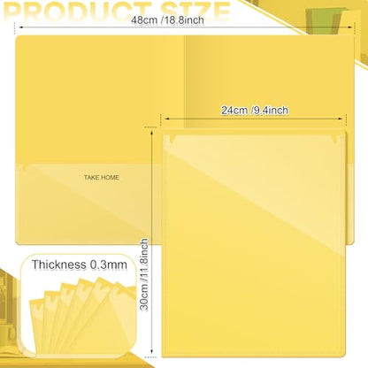 Henoyso 100 Pcs Folders Take Home Heavy Duty 2 Pocket Homework Folder for Students Parent Teacher Communication, 11.8 x 9.45 Inch(Yellow) - color: Yellow