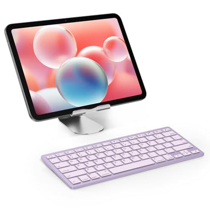 OMOTON Ultra-Slim Bluetooth Keyboard for iPad 11th/10th/9th/8th/7th, iPad Pro/Air/Mini and iPhone Series, Wireless iOS Keyboard with 12 Multimedia Keys for Office, Home, Travel, School, Purple - color: Purple