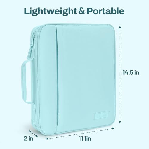 SUNEE Zipper Binder 1 Inch, Removable 3-Ring Binder, 175-Sheet Capacity, 5-Tab Dividers Expanding File Folder, Small Binder Bag Organizer Storage for Student School Classroom Supplies, Sky Blue - color: Sky Blue