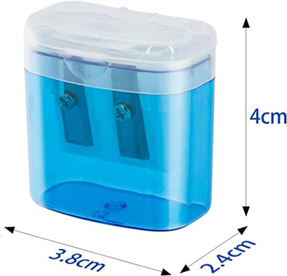 KIDMEN 24 PCS 2 Holes Small Manual Pencil Sharpener with Lid,for Kids,School - style: 24Pack Pencil Sharpener