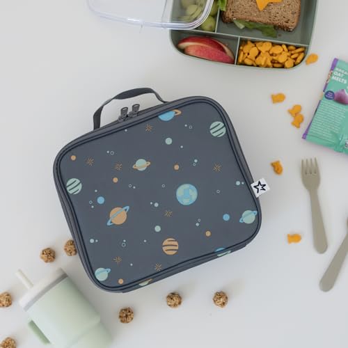 Tiny Twinkle Insulated Lunch Box for Girls and Boys | Durable and Reusable for School & Travel | Ages 3 and Up | Waterproof and Easy to Clean | PFAs and BPA Free（Space） - color: Space