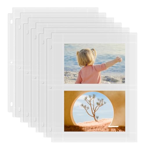 Aegero 25 Pack 4 x 6 Photo Sleeves for 3 Ring Binder(100 Pictures), Heavy-Duty Archival Photo Page Protectors, Clear Picture Album Refill Pages Holds, Acid-Free - size: 4x6inch-2pocket, style: 25 pack
