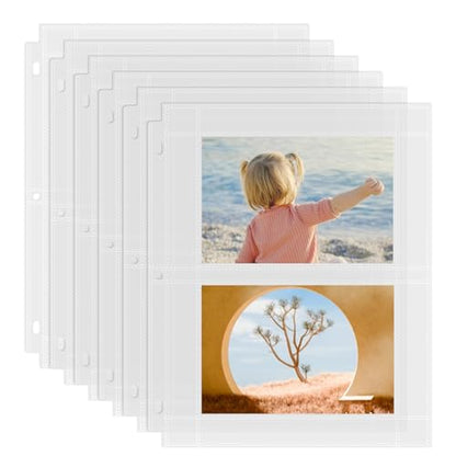 Aegero 100 Pack 4 x 6 Photo Sleeves for 3 Ring Binder(400 Pictures), Heavy-Duty Archival Photo Page Protectors, Clear Picture Album Refill Pages Holds, Acid-Free - size: 4x6inch-2pocket, style: 100 pack