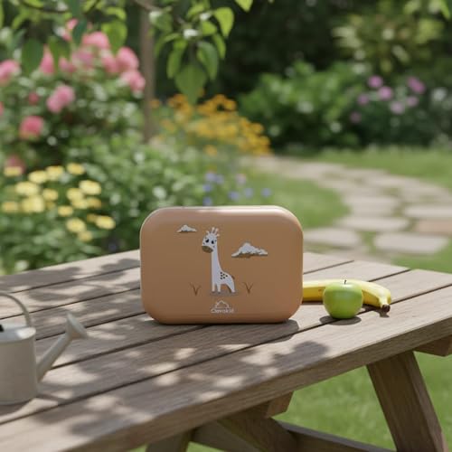 Bento Midi Lunch Box with carrying handle – 4 No-Mix Compartments | Microwave & Dishwasher Safe,Removable Tray | 900ML OZ (Pink Dark Powder ClevaRaff Friend) - color: Pink Dark Powder ClevaRaff Friend