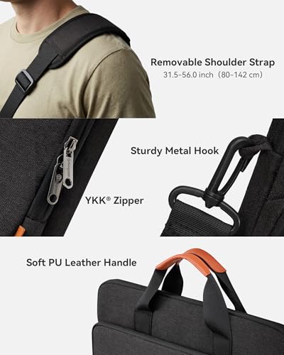 bagasin 15 15.6 16 inch Laptop Bag Carrying Case | Water-Repellent Fabric Computer PC Shoulder Briefcase, Lightweight Toploader, Business Casual or School - color: Black, size: 15.6-16