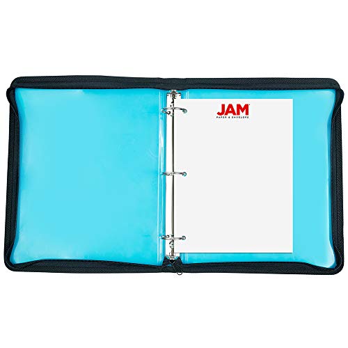JAM PAPER Plastic Zipper 1 inch Binder - Blue 3 Ring Binder - Sold Individually - color: Blue