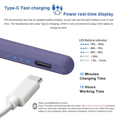 Stylus Pens for Touch Screens Power-Display Tablet Pen POM Tip Magnetic Digital Touch Pen Compatible with iPhone/iPad/iPad Pro/Lenovo/Switch 1/2/Other Smartphone and Tablet Devices (Purple) - color: 2SS-Purple