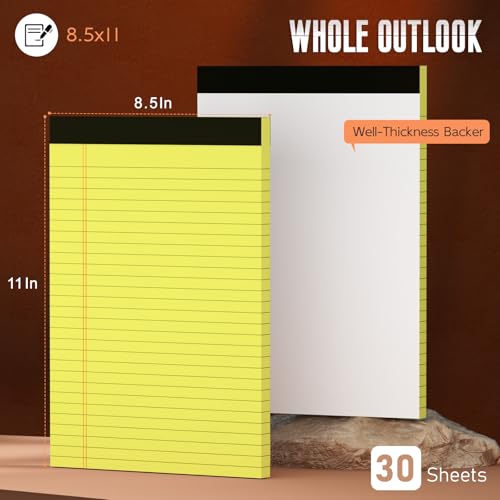 Yellow Legal Pads 8.5 x 11 Note Pads, 3 Pack Yellow Notepads 8.5 x 11 Wide Ruled Writing Paper Pads, Perforated Legal Note Pads 30 Sheets Per Lined Paper Notepad for Taking Notes, Reminders - color: Yellow