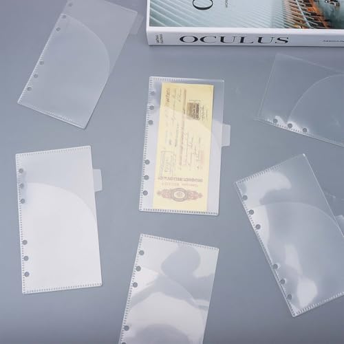 12Pcs A6 Cash Stuffing Envelopes with 6 Tabs 2 Sets 2-Layer Pockets Binder Dividers with Label Stickers Waterproof Clear PP Budget Planner Inserts for 6 Ring Binder Accessories (Clear) - color: Clear