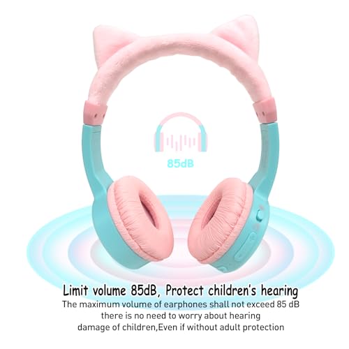 Cat Ear Kids Headphones, Bluetooth Wireless Headphones for Kids, 85dBA Volume Limited, FunShare, Girls Toddlers Children Headset for School/Learning/iPad/Travel - style: Cat Ear