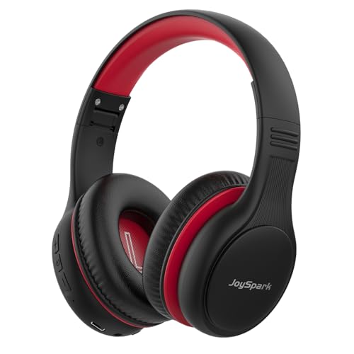 JoySpark Kids Bluetooth Headphones, 60 Hours Playtime, Bluetooth 5.4 Kids Headphones Wireless, Type-C Fast Charging, 85/94dB Volume Limited, Foldable Toddler Wireless Headsets with Mic-Black Red - color: Black Red