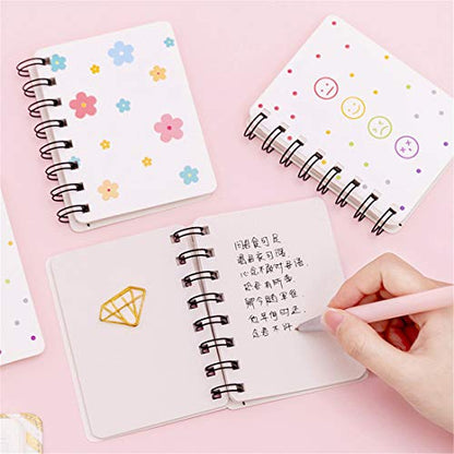 Yansanido Small Spiral Notebook, 4 Pcs 3.14 Inch x 4.13 Inch 4 Style Design Thick Hardcover Blank Pages 80 Sheets -160 Pages Journals for Study and Notes(Spiral 3.14 x4.13 Inch 4set, 3.14 x4.13 Inch)