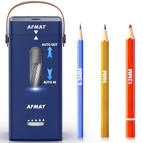 AFMAT Electric Pencil Sharpener, Fully Automatic Pencil Sharpener, Auto in & Out, Rechargeable Hands-Free Sharpeners for Jumbo & Colored Pencils (6.5-12mm), Portable for Home/Classroom/Office PSC6 - color: Blue