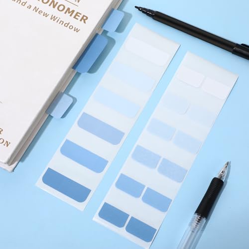 300 Pcs Sticky Index Book Tabs Bible Tabs Gradient Repositionable Page Tab Labels for Notebooks File Classification(Blue) - color: Blue