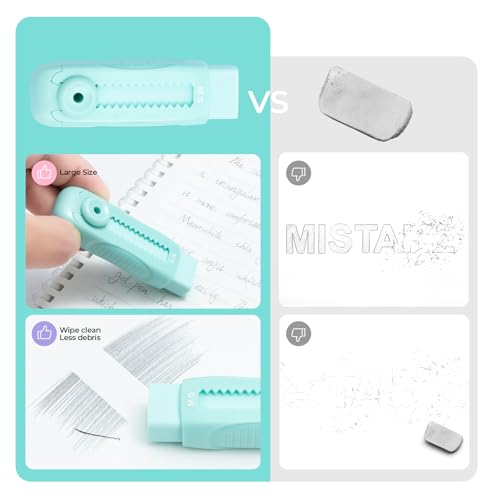 M&G 4 Pcs Cute Erasers for Kids Sliding Retractable Pencil Erasers, Push Pull Design Cute Erasers Stationery Supplies for Kids Back to School Supplies for Office - color: Purple + Pink + Blue + Green