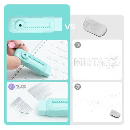 M&G 4 Pcs Cute Erasers for Kids Sliding Retractable Pencil Erasers, Push Pull Design Cute Erasers Stationery Supplies for Kids Back to School Supplies for Office - color: Purple + Pink + Blue + Green