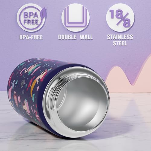 Fimibuke Kids Insulated Water Bottle, 14oz BPA FREE 18/8 Stainless Steel Travel Tumbler Double Wall Vacuum Leak Proof Kids Cup with Straw Metal Water Bottle for School Boys Girls(1 Pack, MERMAID) - color: A2. MERMAID
