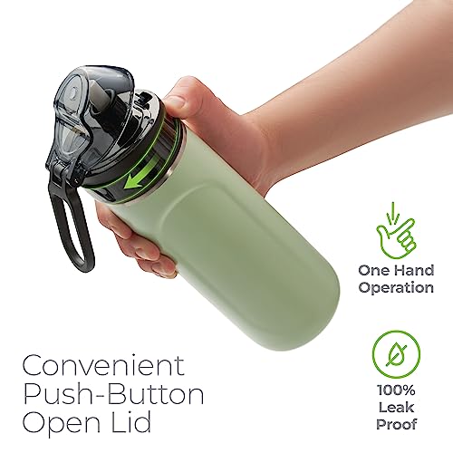SipX™ Premium Stainless Steel Water Bottle with Straw Lid 18 oz (532 mL). Triple Insulated, Leakproof, BPA-Free – Slim, Durable Bottle for School, Gym, Office – Green - color: Green