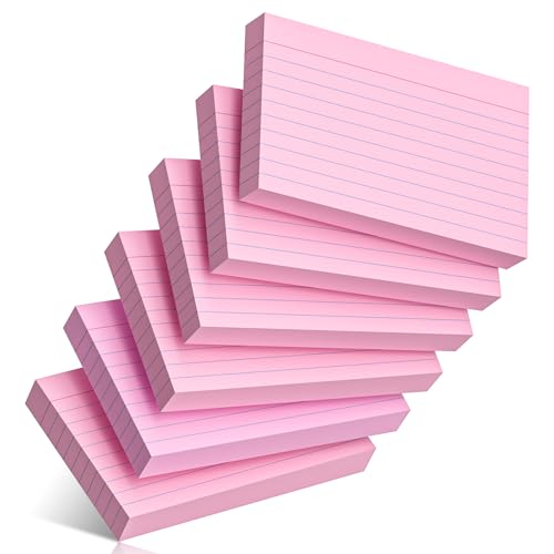 300 Count Index Cards 3 x 5 Inch Ruled Pink Index Cards, Flash Cards College Ruled for Office School Supplies and Home Organization, Durable Study To Do List Note Cards with Ruled Lines - color: Pink