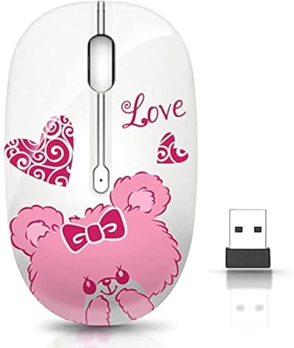 JUHOO Wireless Mouse with Nano Receiver for PC, Laptop, Notebook, Computer, MacBook, Less Noise, Portable Mobile Optical Mice(Bear). - style: Bear