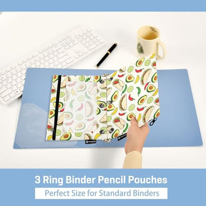 Traditional Mexico Culture Pencil Pouches for 3 Ring Binder, Zipper Binder Pencil Case, 2 Pack Clear Window Case Bag for Office Organizers - color: Traditional Mexico Culture