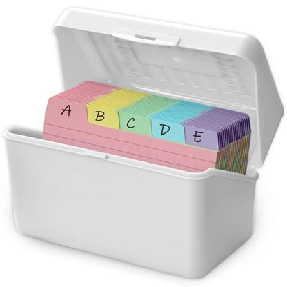 Olivo 3x5 Index Card Holder Box with 100 Cards Dividers Tabs 3"x 5", White - color: White, size: 3" x 5"