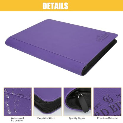 Toploader Binder,Toploader Hard Cases, 9-Pocket Pages Sleeves Hold up 288 Cards.Toploader Card Binder with Sleeves for “3×4” rigid，Card Holder(purple) - color: purple1, size: 9 Pocket 288 Toploader