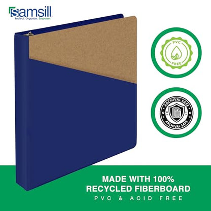 Samsill Durable 1 Inch Binder, D Ring Binder, Customizable Clear View Cover, Dark Blue, Holds 225 Pages - color: Dark Blue, size: 1 Pack, style: 1 Inch
