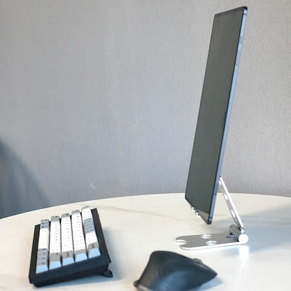 Kado Tablet Stand with Cord Holder Aluminum Alloy Foldable Phone Stand | Compatible with iPad mini/Air/Pro 11/12.9, Galaxy Tablet/Phone, iPhone Pro/Max/Plus, Kindle, Portable Monitor Display 4"-16'' - size: Silver
