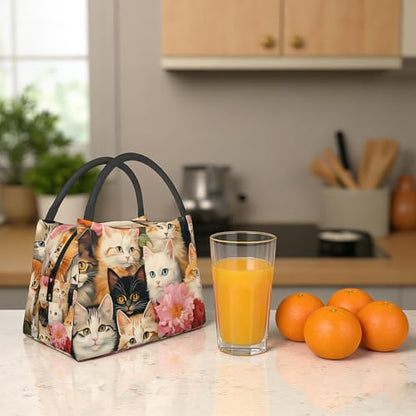 French Bulldog and Garden Insulated Lunch Box for Women Dog Lovers, Cute Puppy Pattern Tote Lunchbags, Reusable Cooler Lunchbox & Makeup Bag Gifts for Work, School, Picnic, Office - color: French Bulldog 02