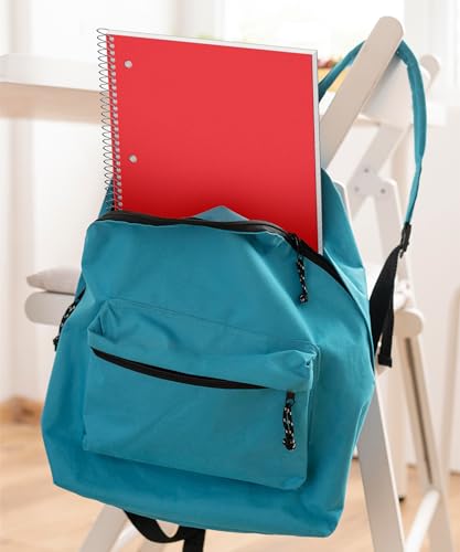 Dunwell 3 Subject Notebook College Ruled (Red), 150 Sheets (300 Pages), Spiral Notebook 8.5 x 11, Plastic Cover, 3 Pocket Divider Folders, 3-Hole Punched Perforated Paper - color: Red