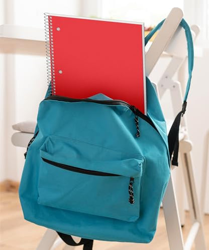 Dunwell 3 Subject Notebook College Ruled (Red), 150 Sheets (300 Pages), Spiral Notebook 8.5 x 11, Plastic Cover, 3 Pocket Divider Folders, 3-Hole Punched Perforated Paper - color: Red