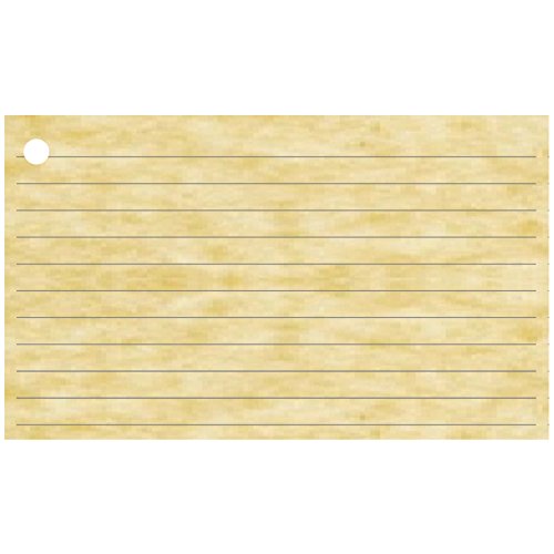Colonial Cards: 150 Gold Parchment 3" x 5" Index Cards, Lined Landscape Format with Corner 1-Hole Punched and 4 Binder Rings - color: gold parchment