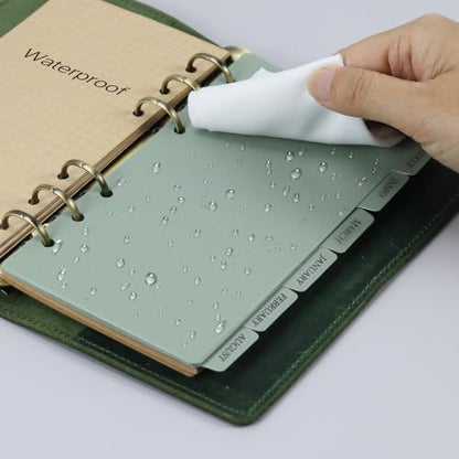 Koqye 12PCS Sage Green Personal Dividers with 6 Tabs & Planner Stickers | 3.75" x 6.75", Plastic Blank Side Tab Dividers Refillable Page Protectors for 6-Ring Binders, Planner, Agenda - color: Sage Green- 2 Sets