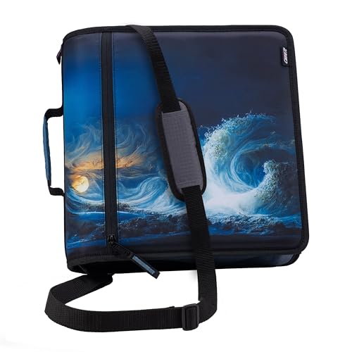Case-it Mighty Zip Tab School Zipper Binder | 3-Inch O-Rings, 600-Sheet Capacity, 5-Subject Expanding File Folder, Multiple Pockets & Storage Organizer, Shoulder Strap | D-146 Tidal Wave - color: I Tidal Wave, size: 1 Pack